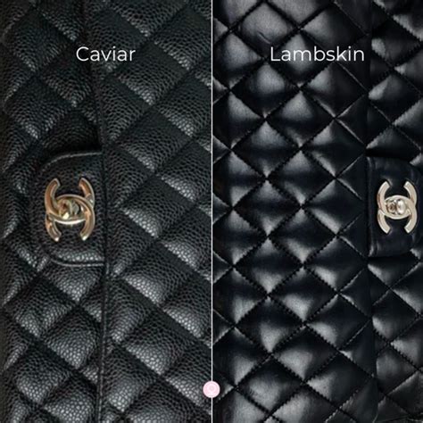 chanel flap caviar vs lambskin|Lambskin vs Caviar: Chanel Leather Gui.